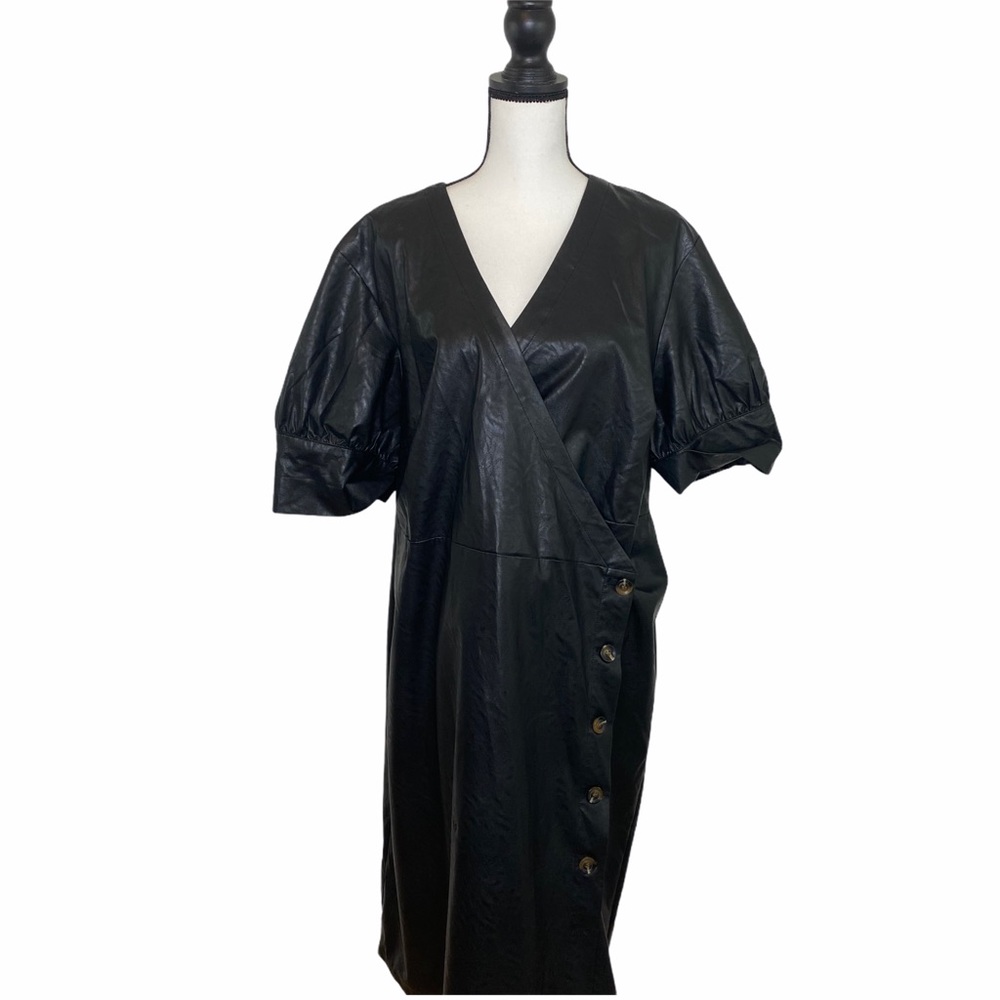 Who What Wear Black Faux Leather Coat 1X